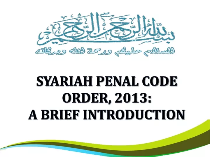 syariah penal code order 2013 a brief introduction