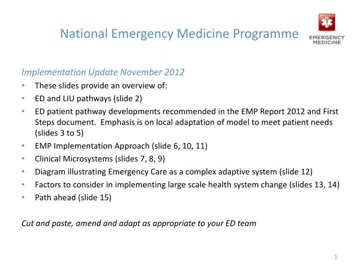 national emergency medicine programme