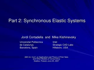 Part 2: Synchronous Elastic Systems