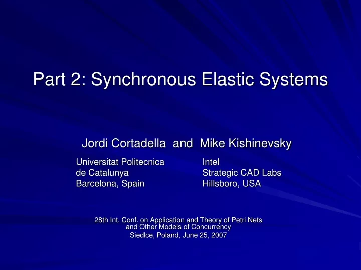 part 2 synchronous elastic systems