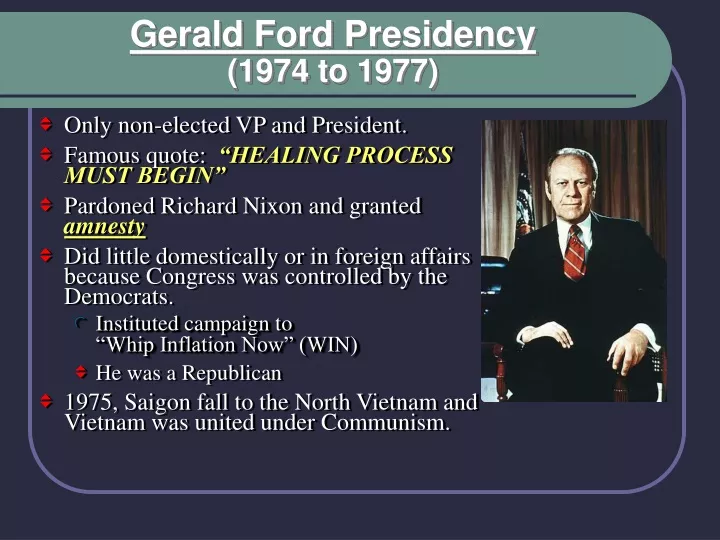 gerald ford presidency 1974 to 1977