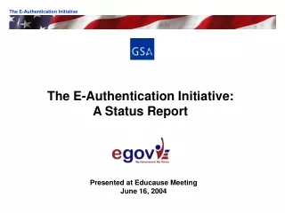 The E-Authentication Initiative:  A Status Report