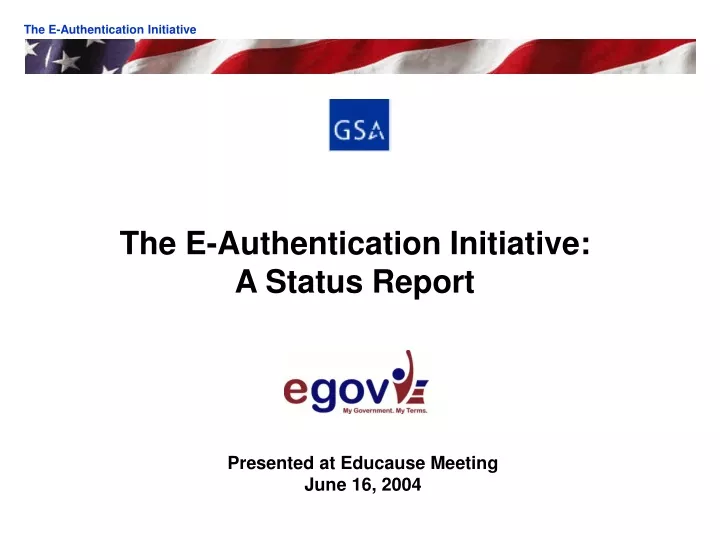 the e authentication initiative a status report