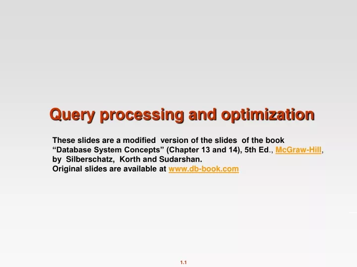 query processing and optimization