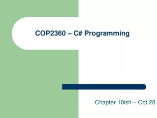 COP2360 – C# Programming