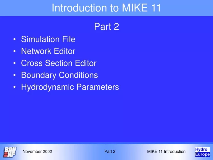 introduction to mike 11
