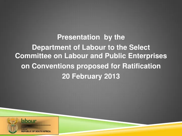 presentation by the department of labour