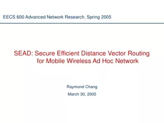 SEAD: Secure Efficient Distance Vector Routing               for Mobile Wireless Ad Hoc Network