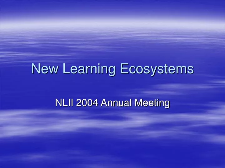 new learning ecosystems
