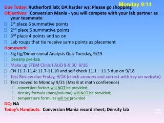 D ue Today:  Rutherford lab; DA harder  ws ; Please  go shopping