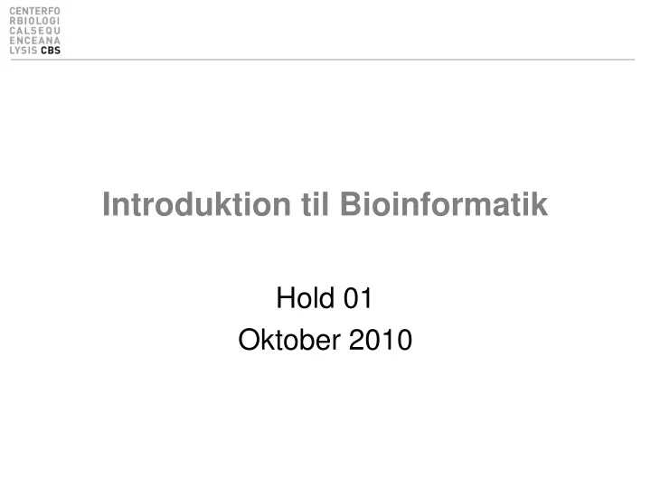 introduktion til bioinformatik