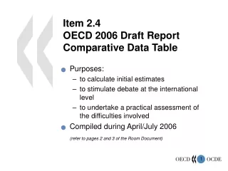 Item 2.4 OECD 2006  Draft Report Comparative Data Table