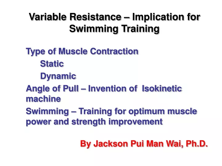 variable resistance implication for swimming training