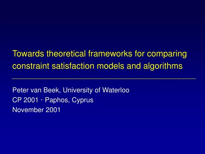towards theoretical frameworks for comparing