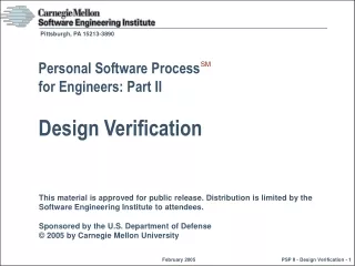 Personal Software Process  for Engineers: Part II Design Verification