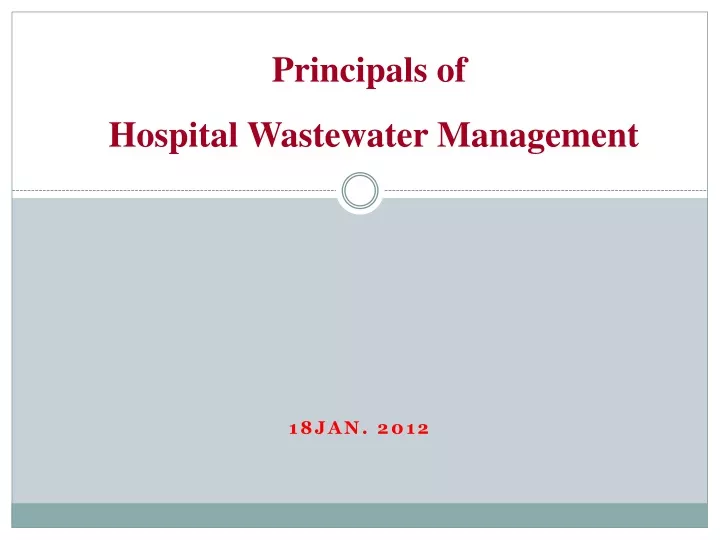 principals of hospital wastewater management