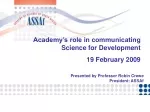 Role of Academy in Science Communication for Development - slide 1