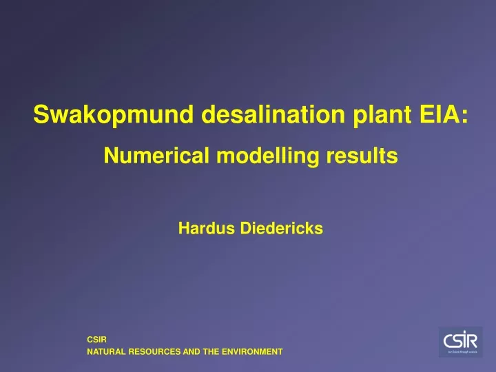 swakopmund desalination plant eia numerical