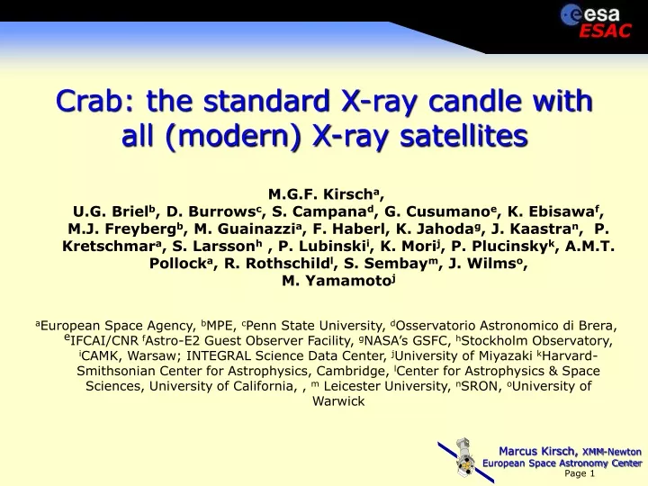 crab the standard x ray candle with all modern