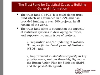 The Trust Fund for Statistical Capacity Building General Information