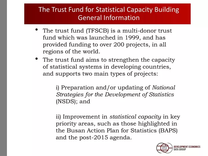 the trust fund for statistical capacity building general information