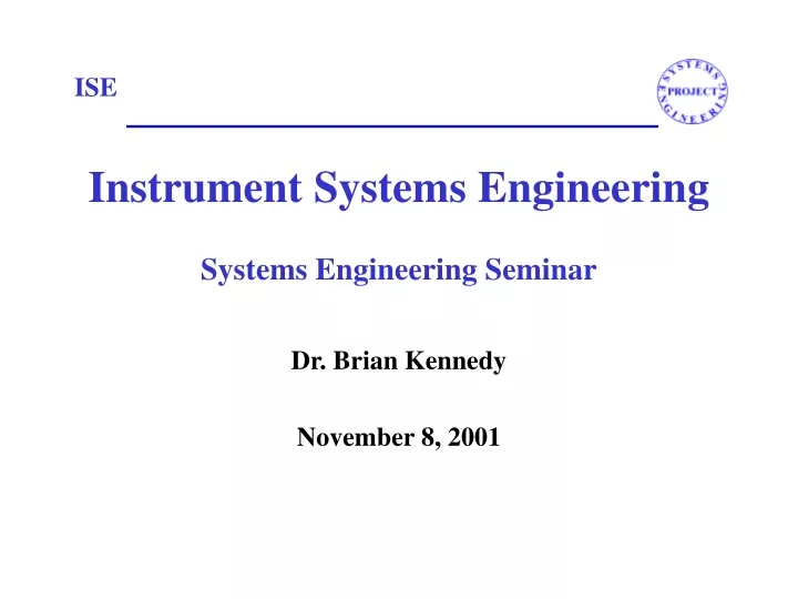 instrument systems engineering systems engineering seminar
