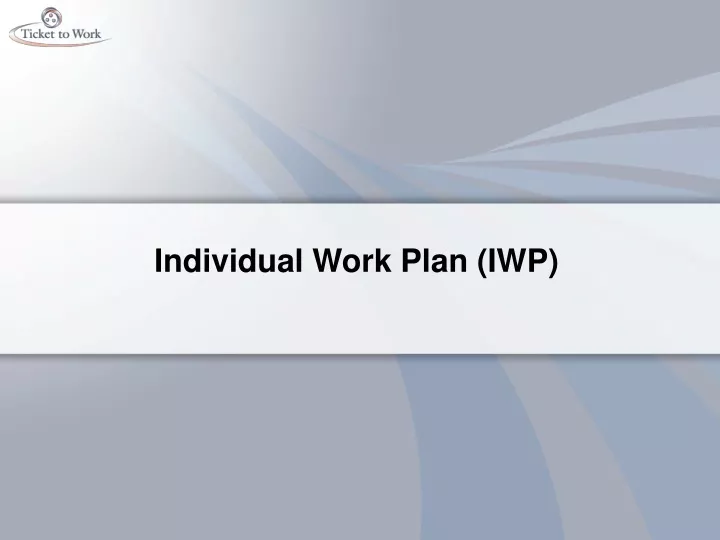 individual work plan iwp
