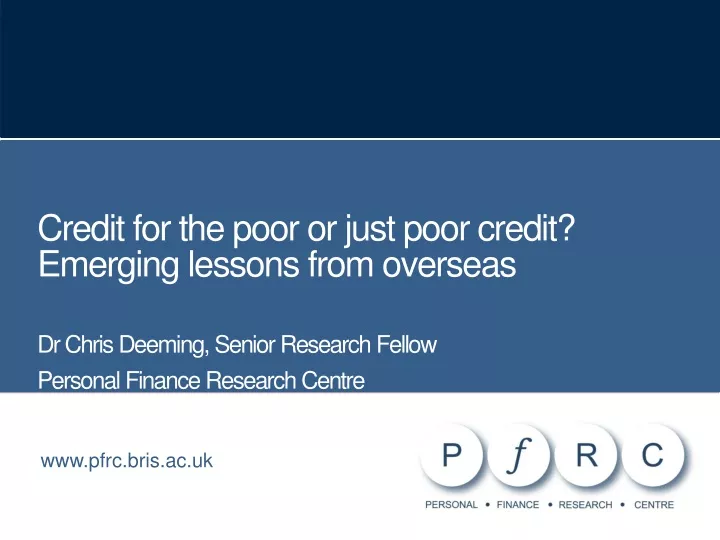 credit for the poor or just poor credit emerging