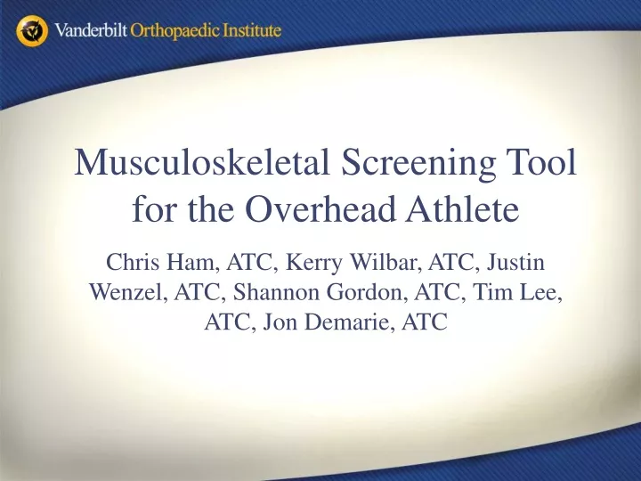 musculoskeletal screening tool for the overhead