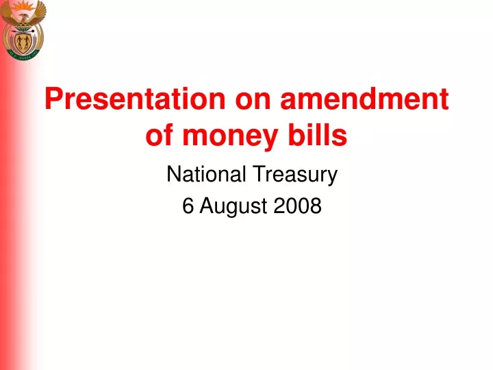 presentation on amendment of money bills