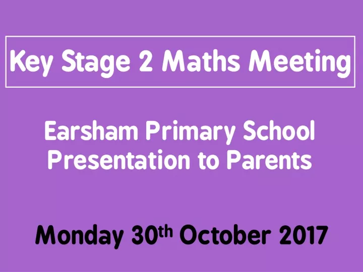 key stage 2 maths meeting