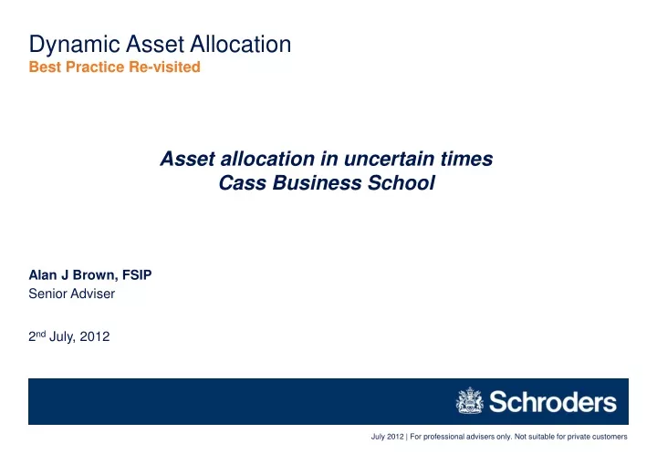 dynamic asset allocation best practice re visited