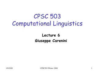 CPSC 503 Computational Linguistics
