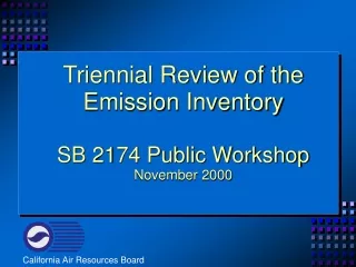 Triennial Review of the Emission Inventory SB 2174 Public Workshop November 2000