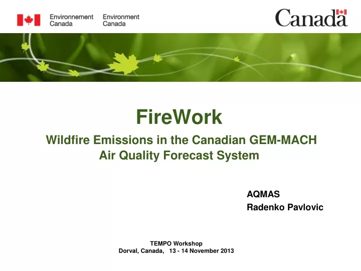 firework wildfire emissions in the canadian gem mach air quality forecast system