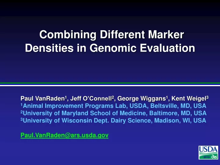 combining different marker densities in genomic evaluation
