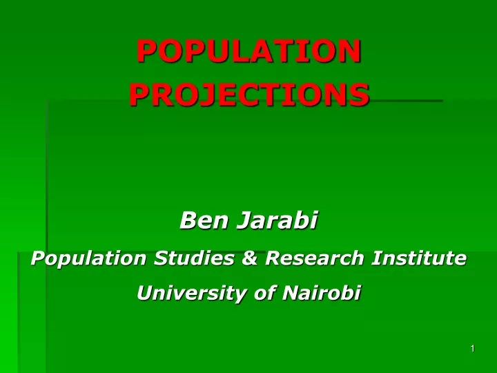 population projections ben jarabi population