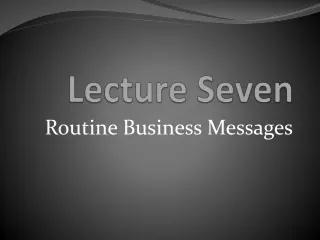 Lecture Seven
