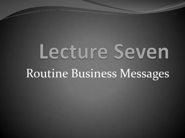 lecture seven