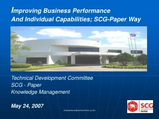 I mproving Business Performance And Individual Capabilities; SCG-Paper Way