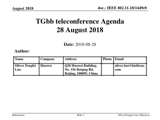 TGbb teleconference Agenda 28 August 2018