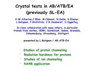Crystal tests in AB/ATB/EA  (previously SL-EA)