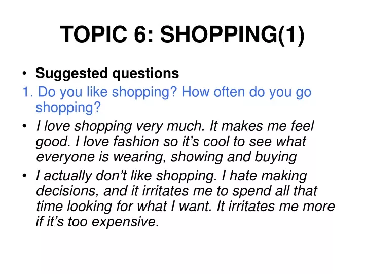 topic 6 shopping 1