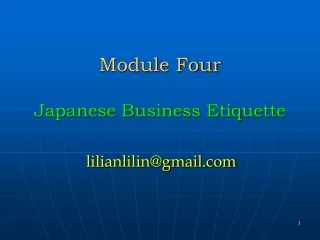 Module Four Japanese Business Etiquette
