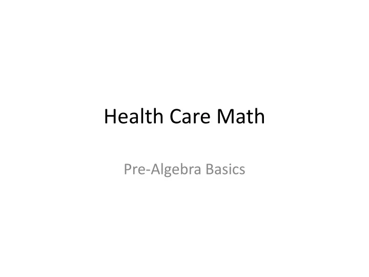 health care math