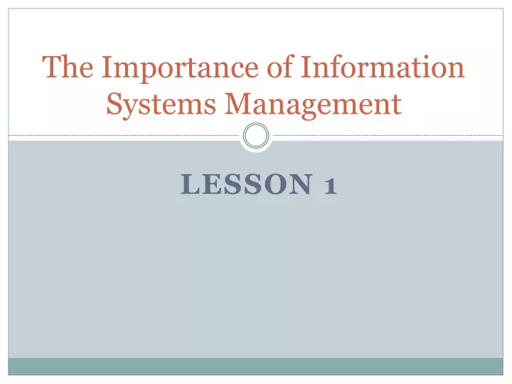 the importance of information systems management