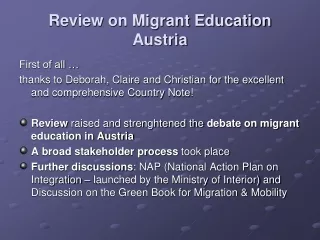Review on Migrant Education Austria