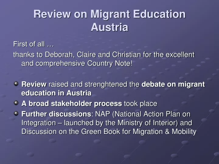 review on migrant education austria