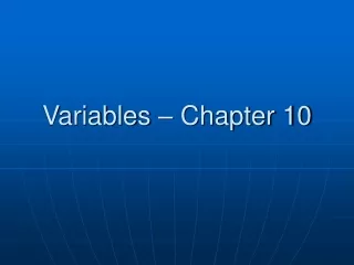 Variables – Chapter 10
