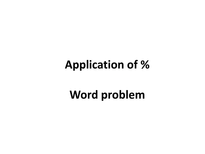 application of word problem